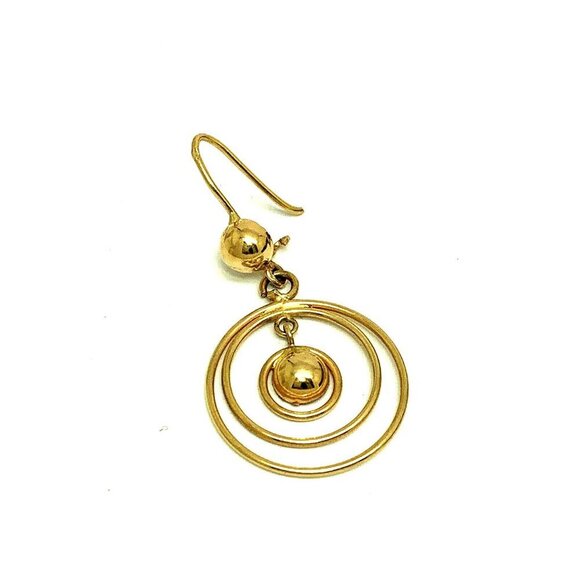 Hoops Earrings 14k Yellow Gold Concentric Circles Women's Dangle 21mm Es… - Picture 12 of 13